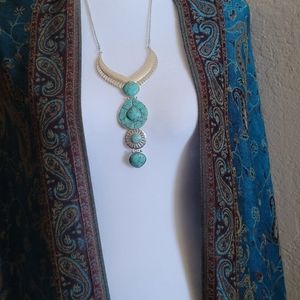 Lucky Brand Silver and Turquoise Necklace